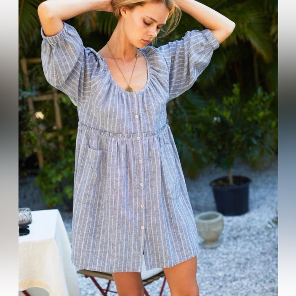 Emerson Fry Blue and White Striped Mini Dress